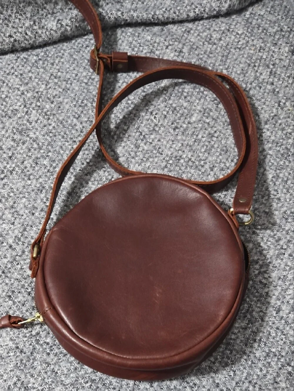Portland Leather Brown Round Leather Belt Bag